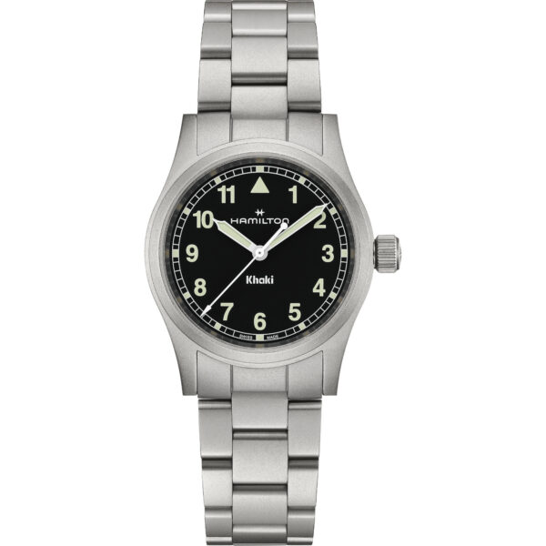 Orologio Hamilton Khaki Field Quarzo. Cassa in acciaio da 33mm, movimento al quarzo, vetro zaffiro. Impermeabile 50 metri.