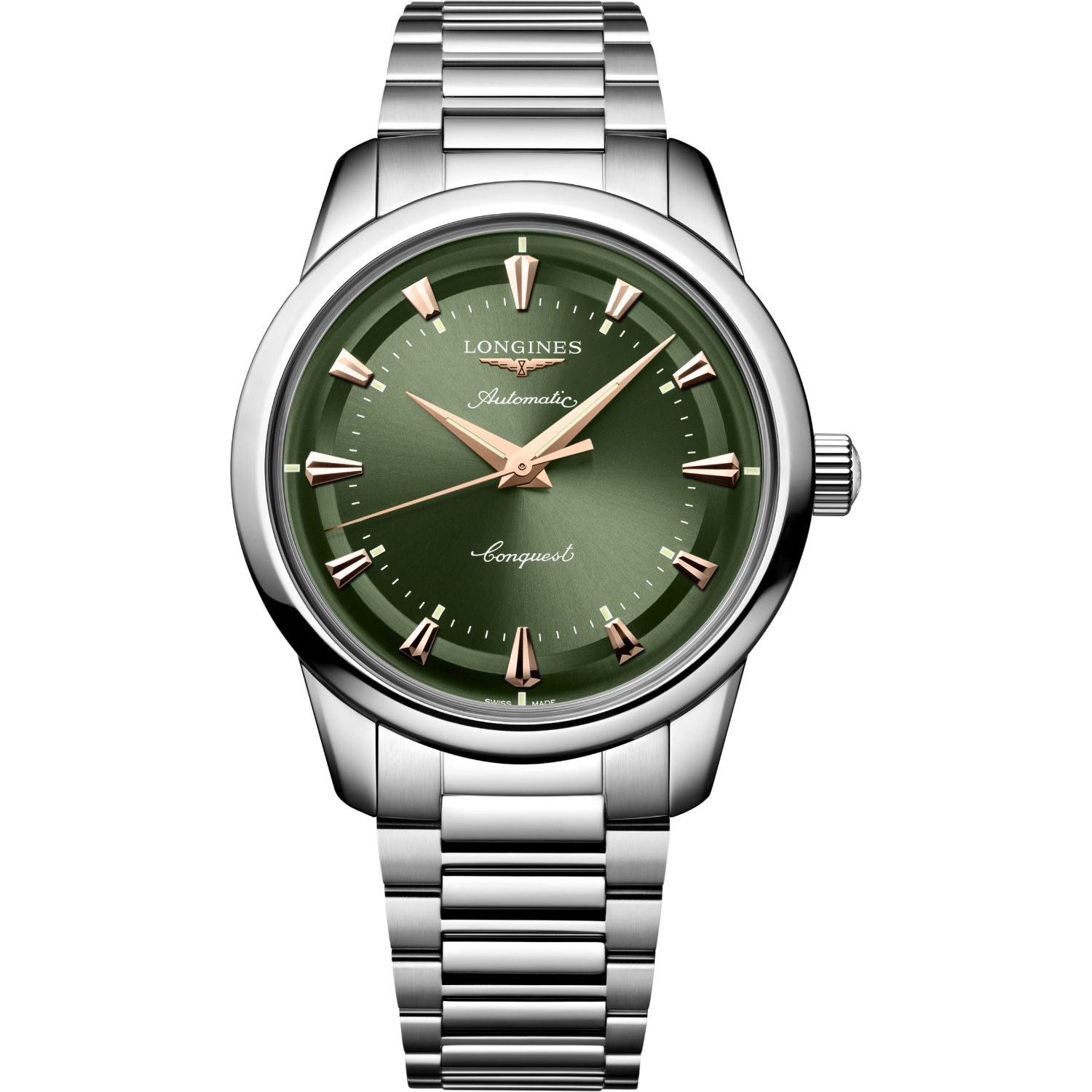 Longines-Conquest-Heritage-Automatico-40mm-L16504026-Fronte Orologio Longines Conquest Heritage 40mm. Cassa in acciaio, vetro zaffiro, movimento automatico, riserva di carica di 72 ore, impermeabilità 50 metri.