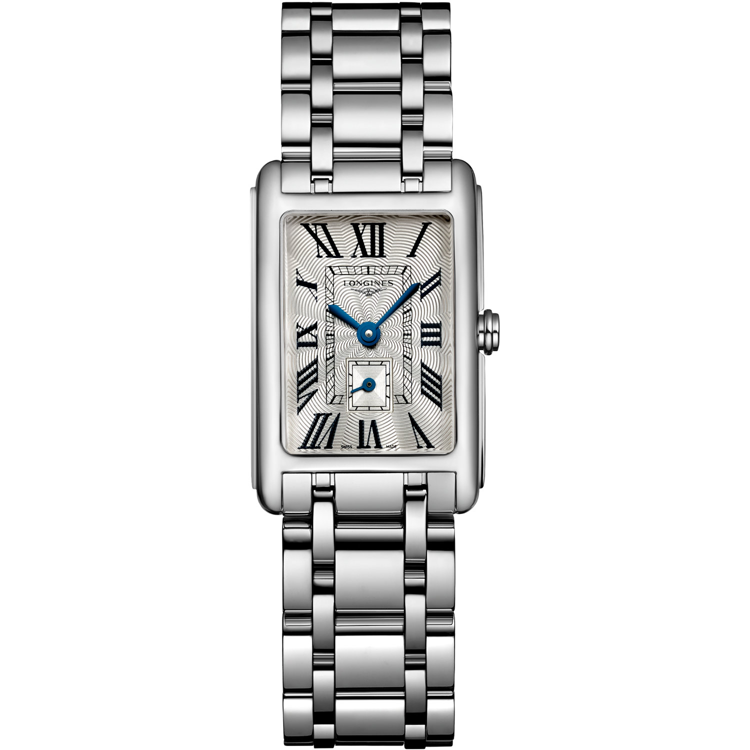 Longines-Dolcevita-Quarzo-32mm-L52554716-Fronte Orologio Longines Dolcevita, movimento al quarzo, cassa in acciaio di dimensione 32mm. Vetro zaffiro, impermeabile 30 metri.