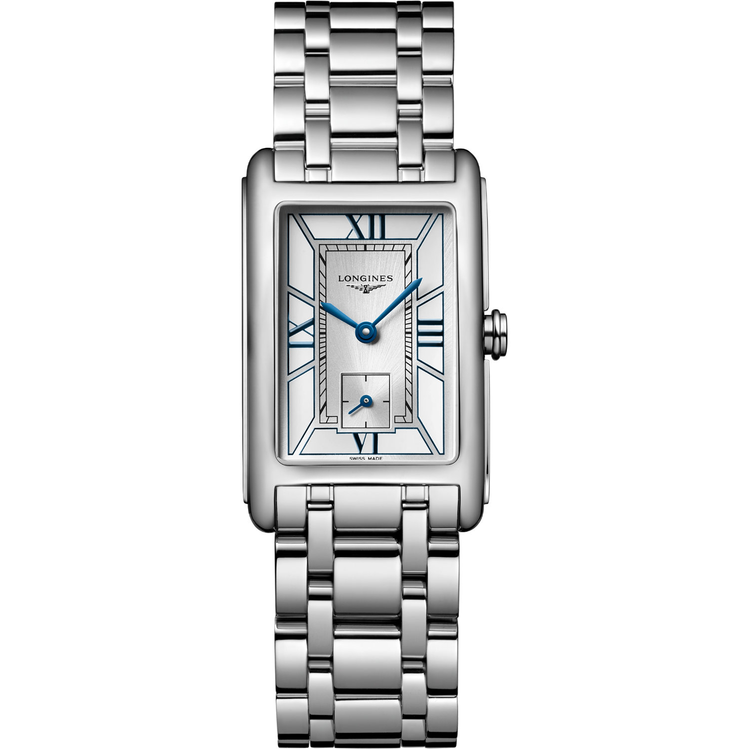 Longines-Dolcevita-Quarzo-37mm-L55124756-Fronte Orologio Longines Dolcevita Quarzo. Cassa in acciaio da 37mm, movimento al quarzo, vetro zaffiro. Impermeabile 100 metri.