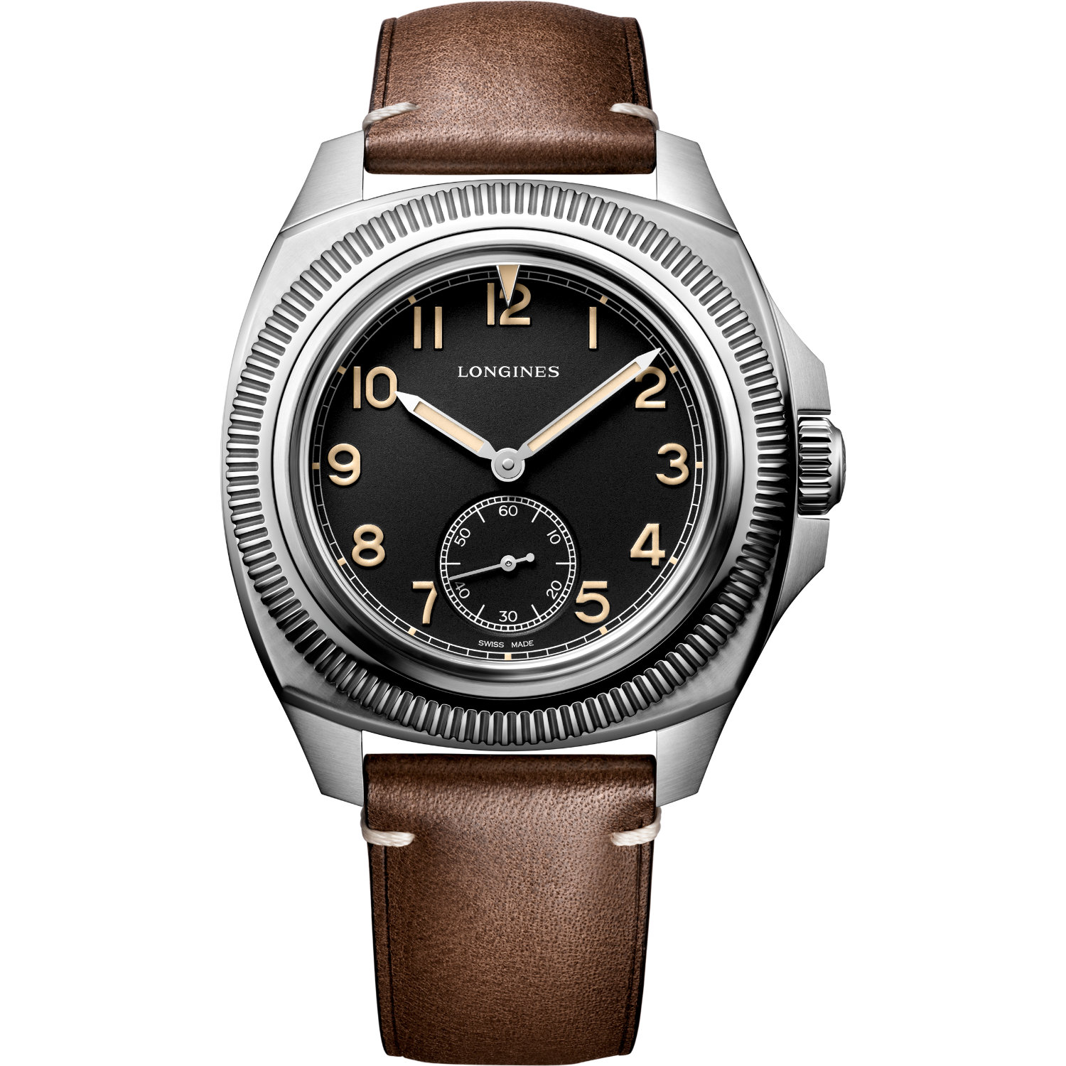 Longines-Pilot-Majetek-Automatico-43mm-L28384530-Fronte Orologio Longines Pilot Majetek. Cassa in acciaio di dimensione 43mm, vetro zaffiro, movimento automatico COSC con riserva di carica di 72 ore. Impermeabile 100 metri.