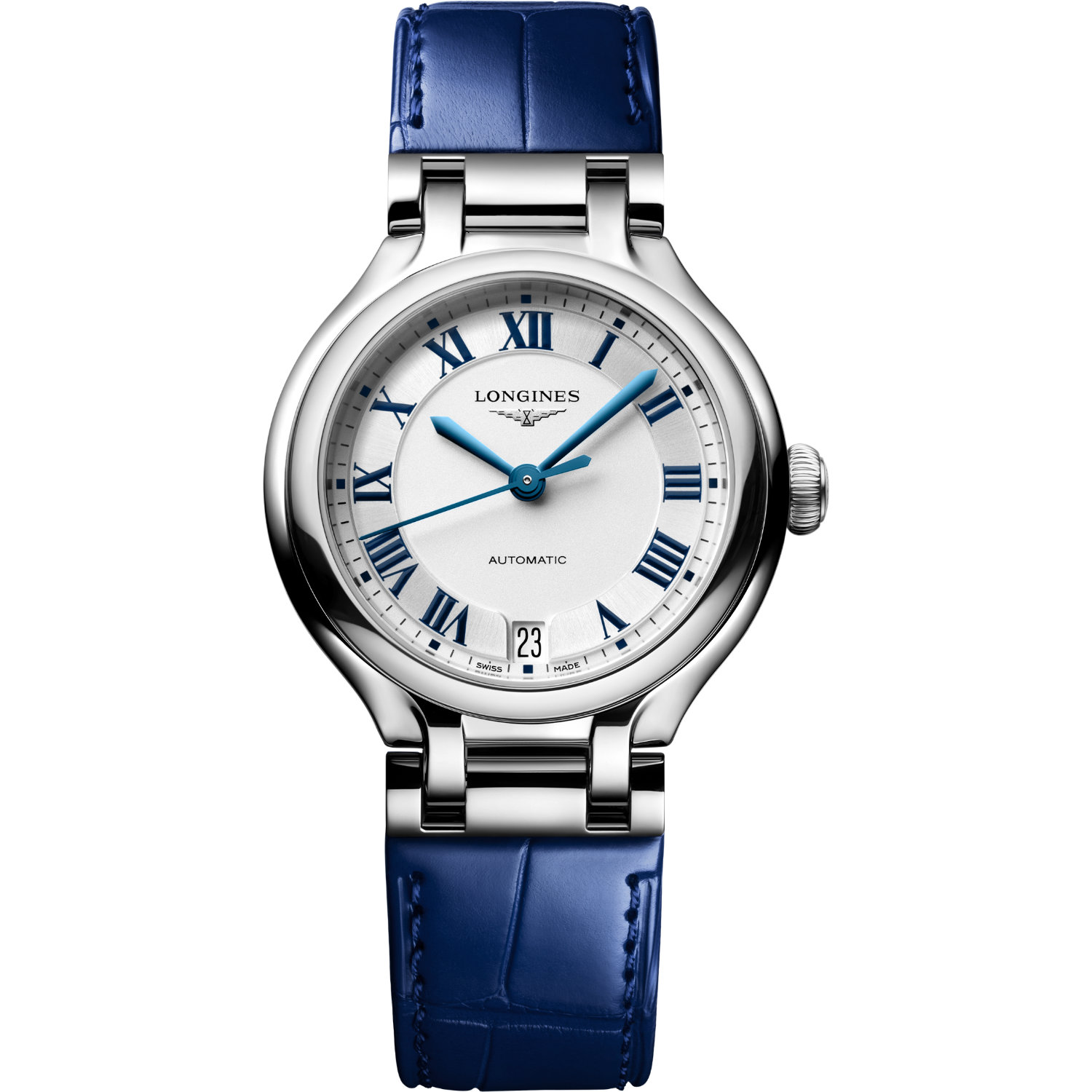 Longines-Primaluna-Automatico-34mm-L81244712-Fronte Orologio Longines Primaluna Automatico 34mm. Cassa in acciaio, movimento automatico con 72 ore di riserva di carica, vetro zaffiro, fondello a vista e impermeabilità fino a 30 metri.