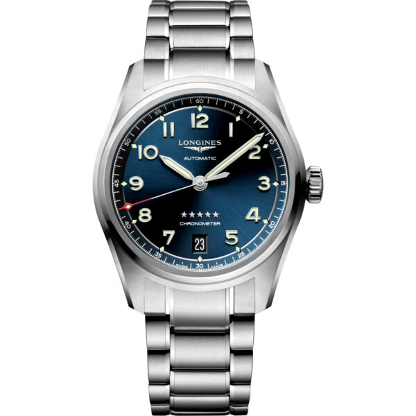 Orologio Longines Spirit 37mm. Movimento automatico con 72 ore di riserva di carica, vetro zaffiro, bracciale acciaio. Impermeabile 100 metri.