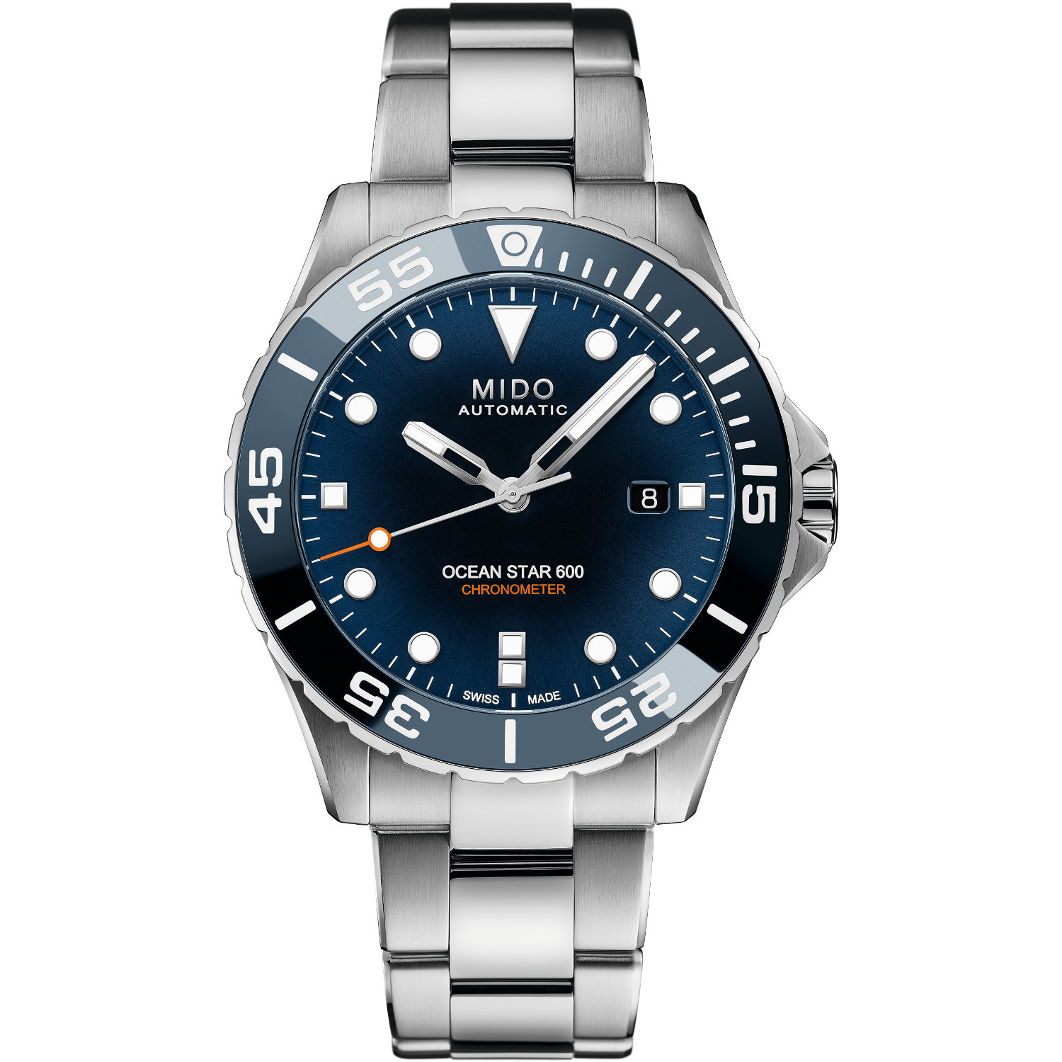 Mido-Ocean-Star-600-Chronometer-Automatico-43-5-mm-M0266081104101-Fronte Orologio Mido Ocean Star Chronometer Automatico 43.5mm, cassa e bracciale acciaio, lunetta ceramica, impermeabile 600 metri, vetro zaffiro