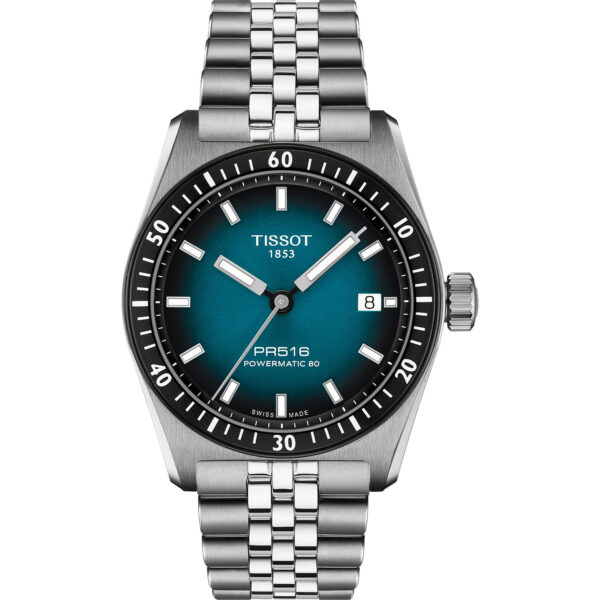 Orologio Tissot PR516 Automatico 38mm. Cassa in acciaio, movimento automatico Powermatic 80, vetro zaffiro e impermeabile fino a 100 metri.