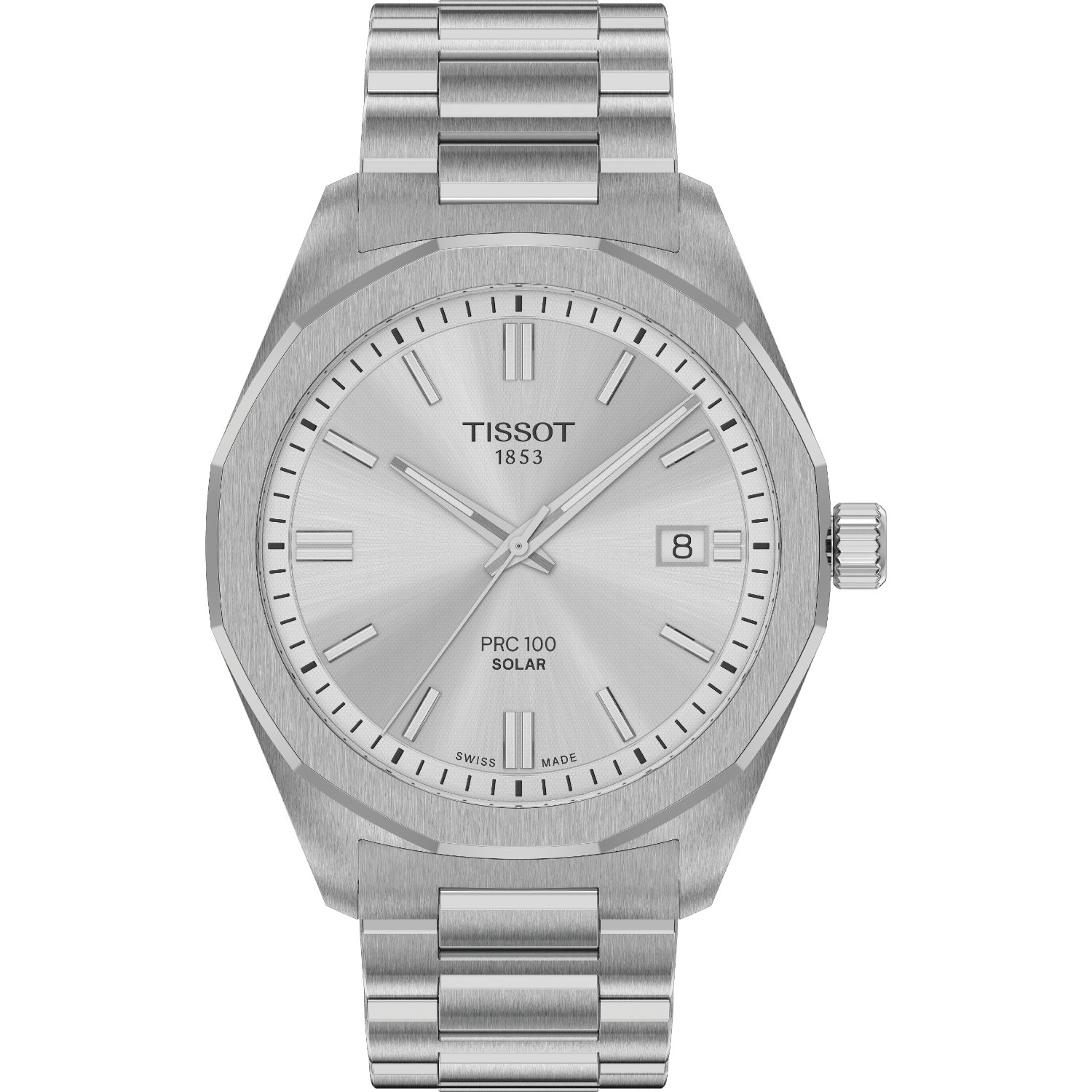 Tissot-PRC100-Solar-Quarzo-39mm-T1514221103100-Fronte Orologio Tissot PRC 100 Solar 39mm, cassa in acciaio, movimento a carica solare